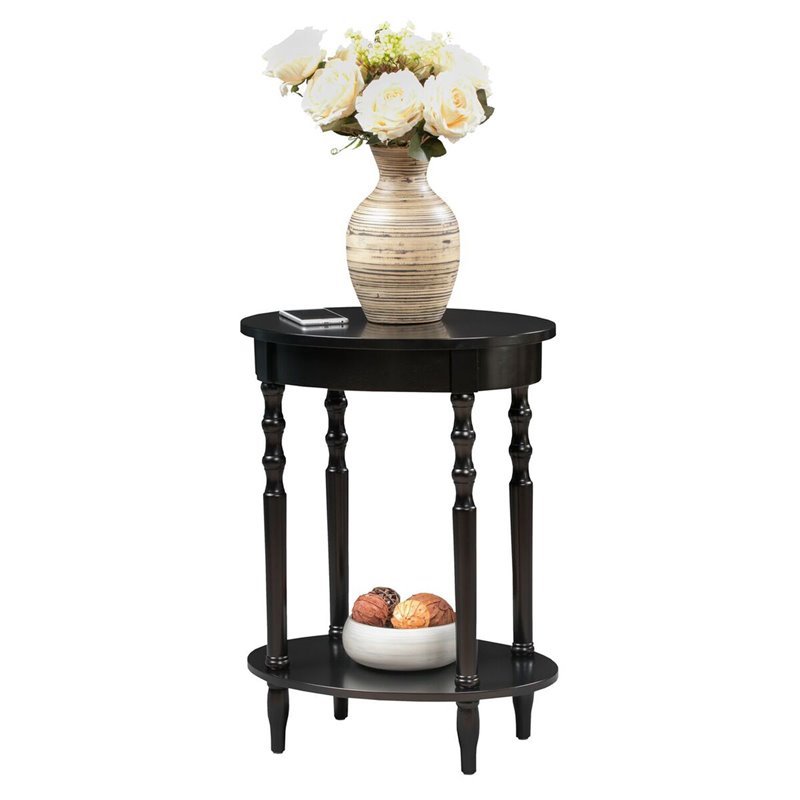 Home Square Accents Brandi Oval End Table in Black - Set of 2
