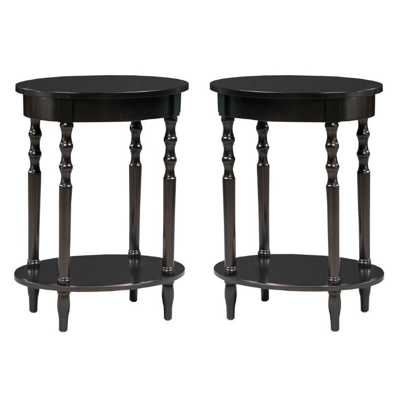 Home Square Accents Brandi Oval End Table in Black - Set of 2