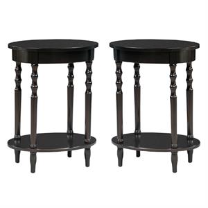 home square accents brandi oval end table in black - set of 2