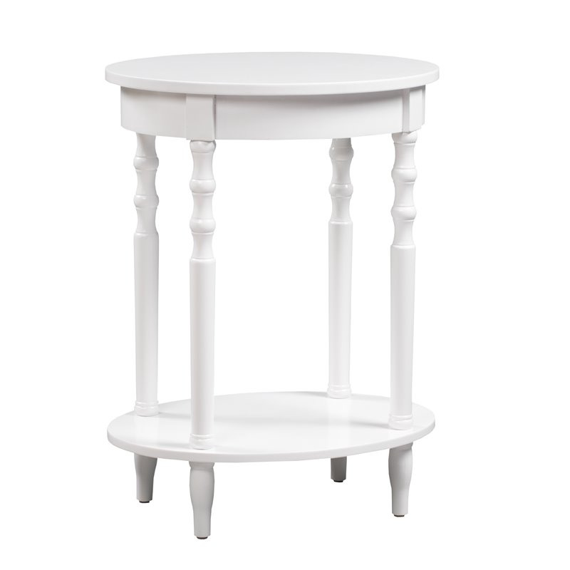 Home Square Accents Brandi Oval End Table in White - Set of 2