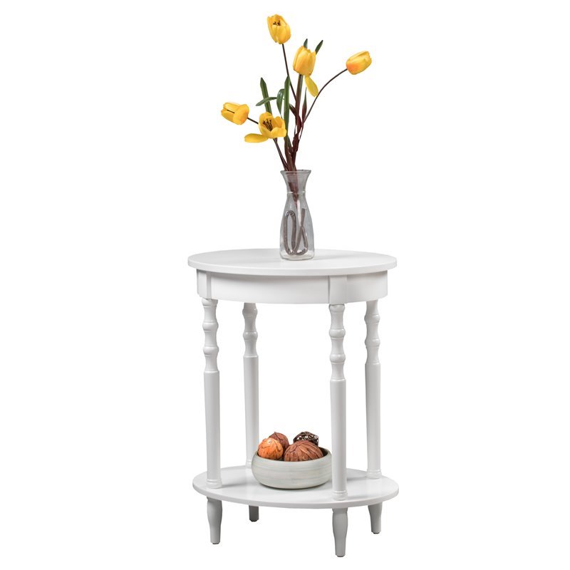 Home Square Accents Brandi Oval End Table in White - Set of 2