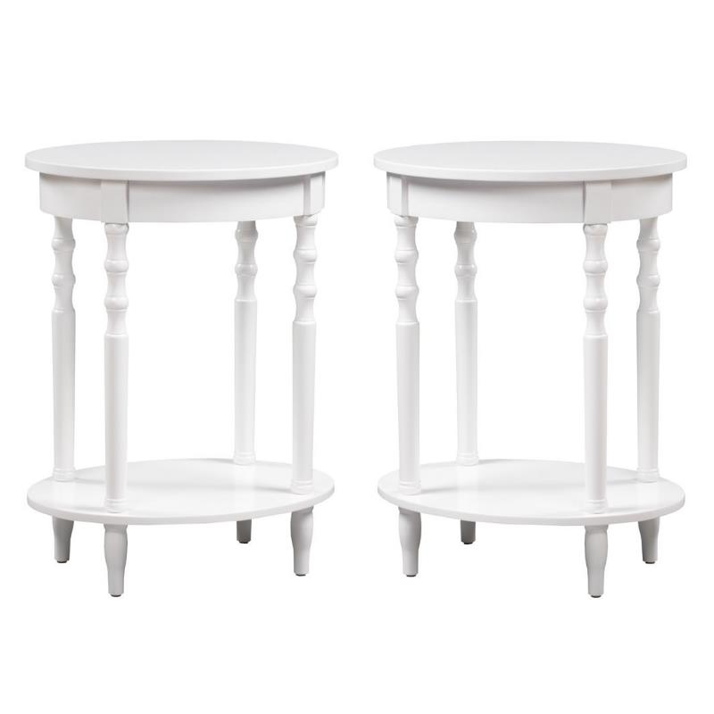 Home Square Accents Brandi Oval End Table in White - Set of 2