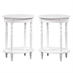 Home Square Accents Brandi Oval End Table in White - Set of 2