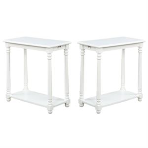 home square regent end table in white wood finish - set of 2