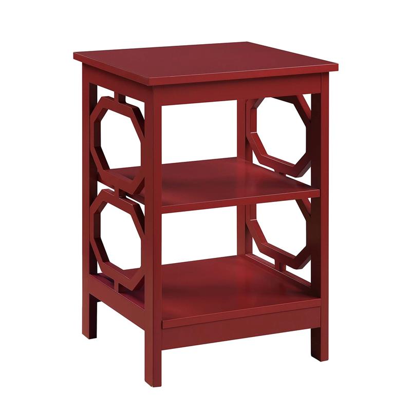 Home Square Omega End Table in Cranberry Red Wood Finish - Set of 2