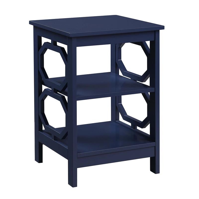 Home Square Omega End Table in Cobalt Blue Wood Finish - Set of 2