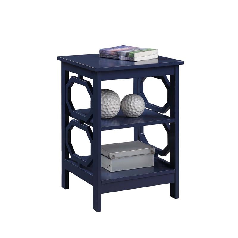 Home Square Omega End Table in Cobalt Blue Wood Finish - Set of 2