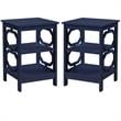 Home Square Omega End Table in Cobalt Blue Wood Finish - Set of 2