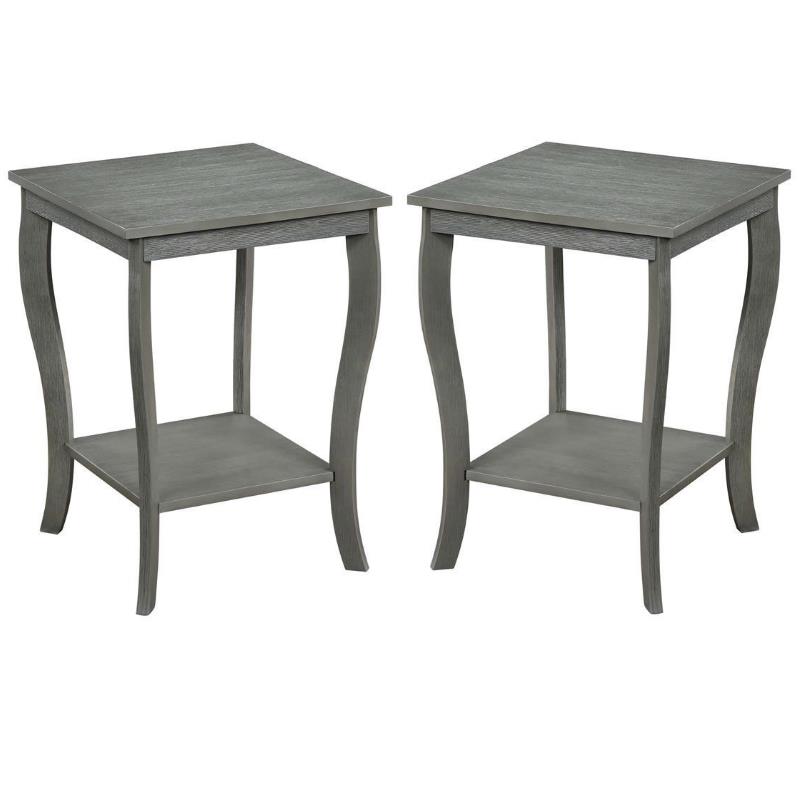 Home Square Furniture Square End Table in Gray Wood Finish - Set of 2