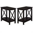 Home Square Chairside End Table with Shelf in Espresso Wood Finish - Set of 2