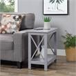 Home Square Chairside End Table with Shelf in Gray Wood Finish - Set of 2