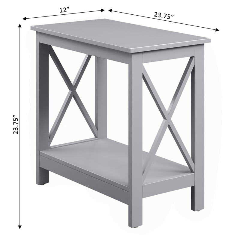 Home Square Chairside End Table with Shelf in Gray Wood Finish - Set of 2