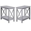 Home Square Chairside End Table with Shelf in Gray Wood Finish - Set of 2