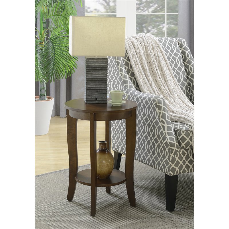 Home Square Round End Table in Espresso Wood Finish - Set of 2