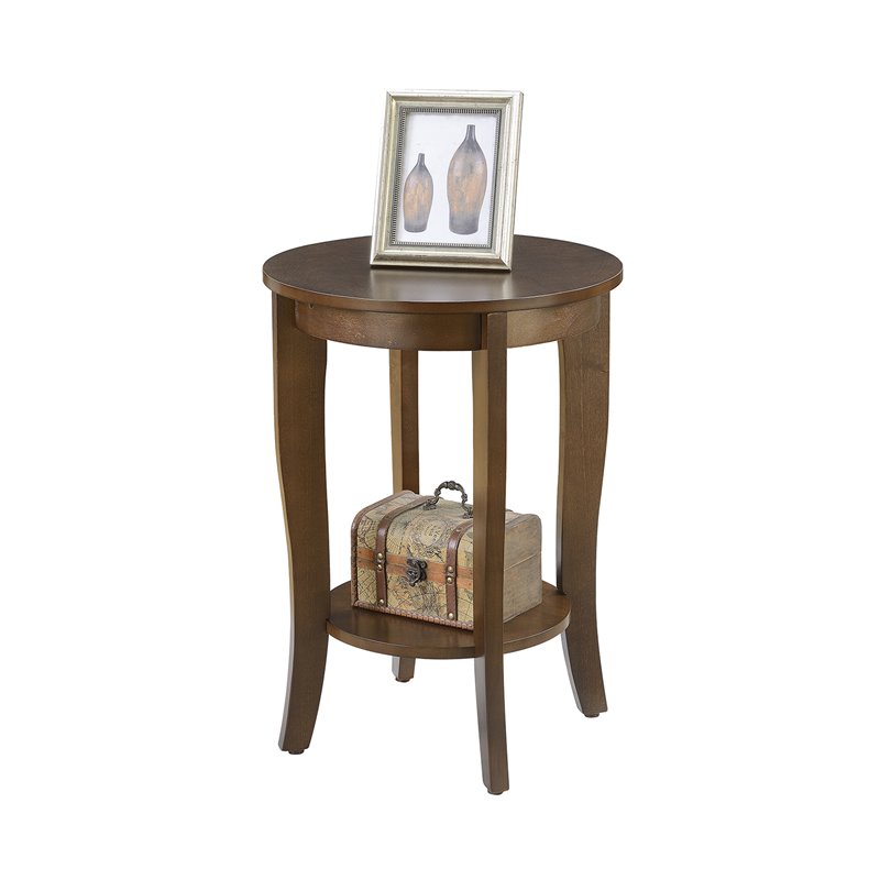 Home Square Round End Table in Espresso Wood Finish - Set of 2