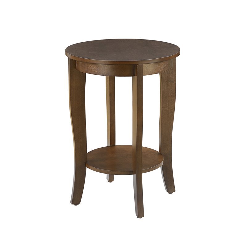 Home Square Round End Table in Espresso Wood Finish - Set of 2