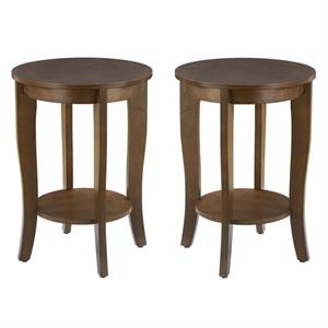 home square round end table in espresso wood finish - set of 2