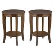 Home Square Round End Table in Espresso Wood Finish - Set of 2