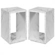 Home Square End Table with Shelf in White Marble Wood - Set of 2