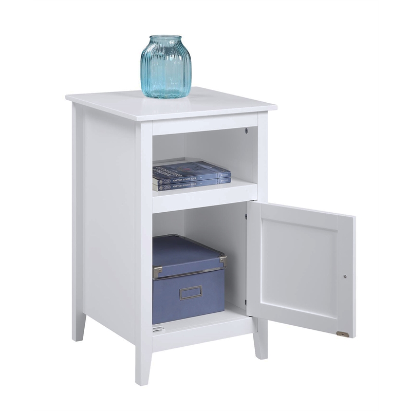 Home Square Storage Cabinet End Table with Shelf in White - Set of 2