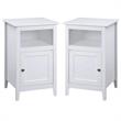 Home Square Storage Cabinet End Table with Shelf in White - Set of 2