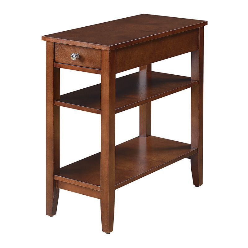 Home Square Three-Tier End Table in Mahogany Wood - Set of 2