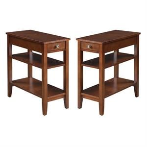 Home Square Three-Tier End Table in Mahogany Wood - Set of 2