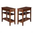 Home Square Three-Tier End Table in Mahogany Wood - Set of 2