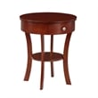 Home Square 1-Drawer End Table with Shelf in Mahogany Wood Finish - Set of 2
