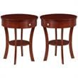 Home Square 1-Drawer End Table with Shelf in Mahogany Wood Finish - Set of 2