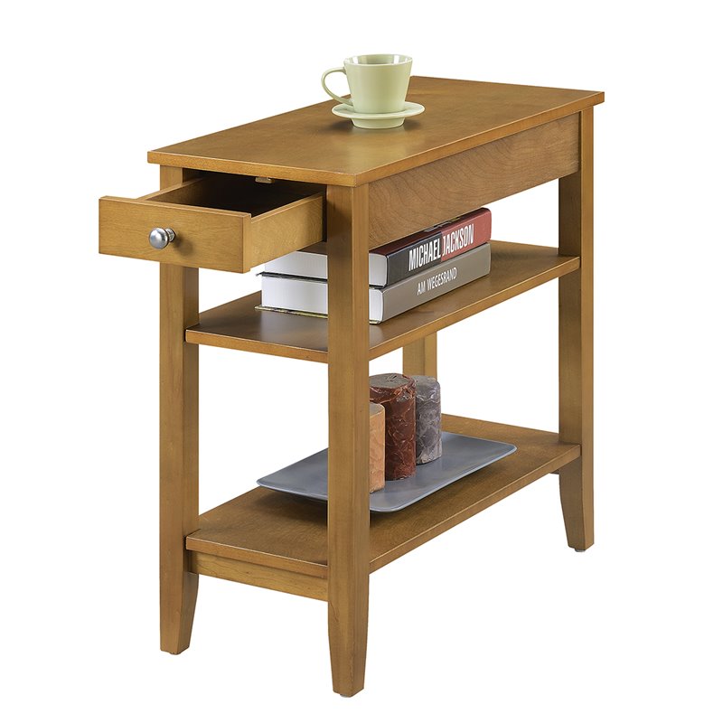 Home Square Three-Tier End Table in Dark Walnut Wood - Set of 2
