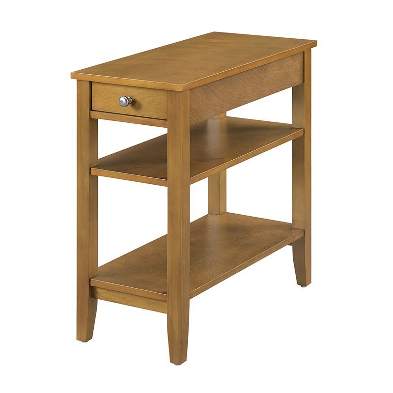 Home Square Three-Tier End Table in Dark Walnut Wood - Set of 2