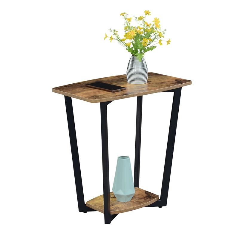 Home Square Graystone End Table with Shelf in Nutmeg Wood Finish - Set of 2