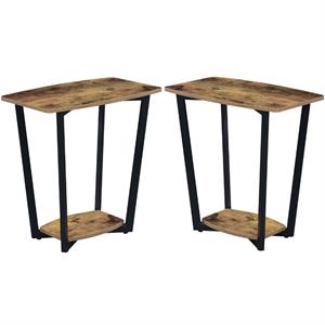 Home Square Graystone End Table with Shelf in Nutmeg Wood Finish - Set of 2