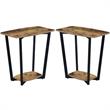 Home Square Graystone End Table with Shelf in Nutmeg Wood Finish - Set of 2