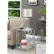 Home Square End Table with White Faux Marble Top and Clear Glass - Set of 2