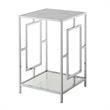 Home Square End Table with White Faux Marble Top and Clear Glass - Set of 2