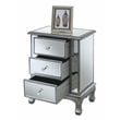 Home Square Three-Drawer End Table in Mirrored Glass and Silver Wood - Set of 2