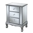Home Square Three-Drawer End Table in Mirrored Glass and Silver Wood - Set of 2