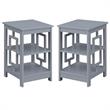 Home Square Furniture Square End Table with Shelves in Gray - Set of 2