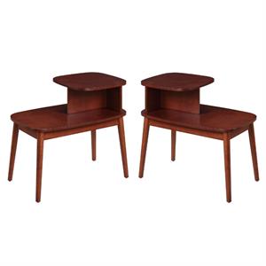 Home Square Maxwell End Table in Mahogany Wood Finish - Set of 2