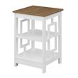 Home Square End Table with Shelves in White Wood Finish - Set of 2