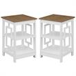 Home Square End Table with Shelves in White Wood Finish - Set of 2