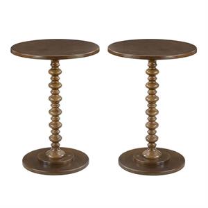 home square palm beach spindle table in espresso wood finish - set of 2