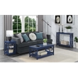 Home Square End Table with Shelves in Cobalt Blue Wood - Set of 2