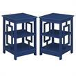 Home Square End Table with Shelves in Cobalt Blue Wood - Set of 2