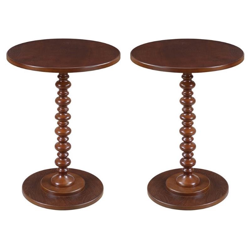 Home Square Palm Beach Spindle Table in Mahogany Wood Finish - Set of 2