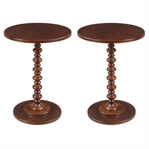 Home Square Palm Beach Spindle Table in Mahogany Wood Finish - Set of 2