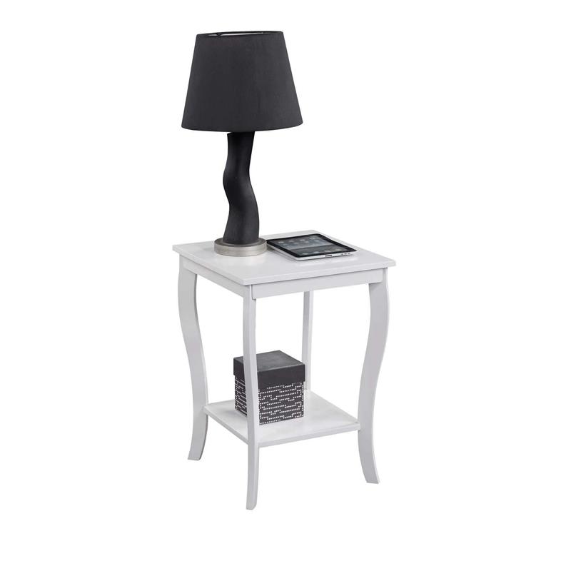 Home Square Furniture Square End Table in White Wood Finish - Set of 2
