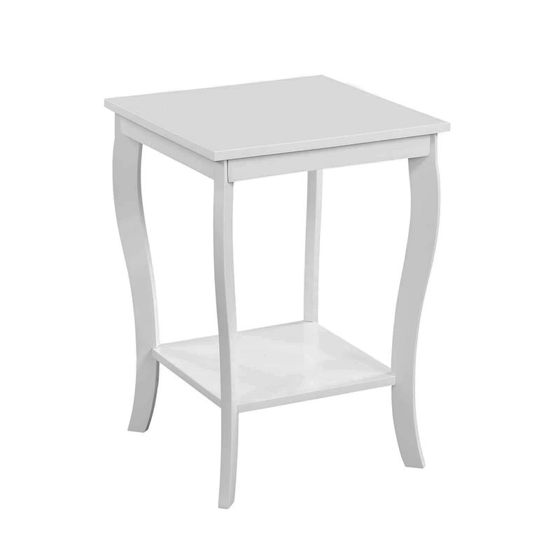 Home Square Furniture Square End Table in White Wood Finish - Set of 2